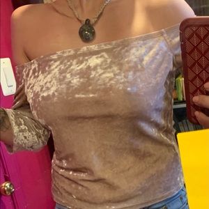 Off the shoulder velvet crop top